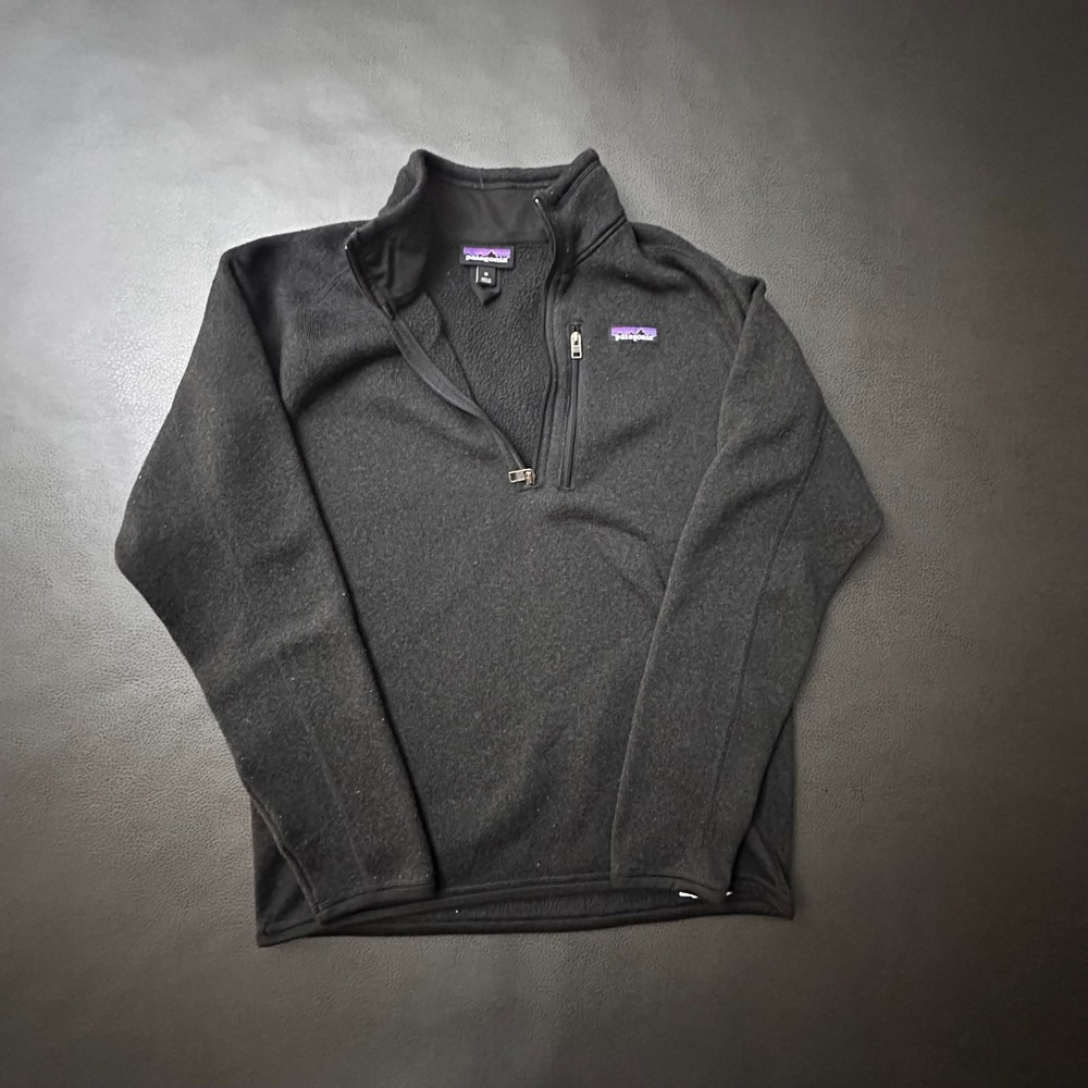 Patagonia Better Sweater Mens Medium Black 1/4 Zip Gorpcore Outdoors Hike Pocket